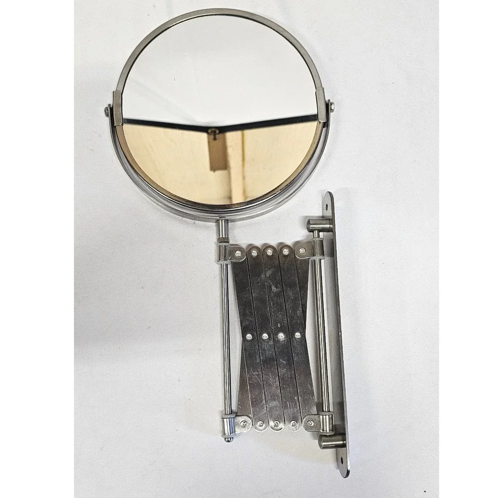 IKEA FRACK Wall Mirror Stainless Steel Accordion Extension Double Sided Swivel